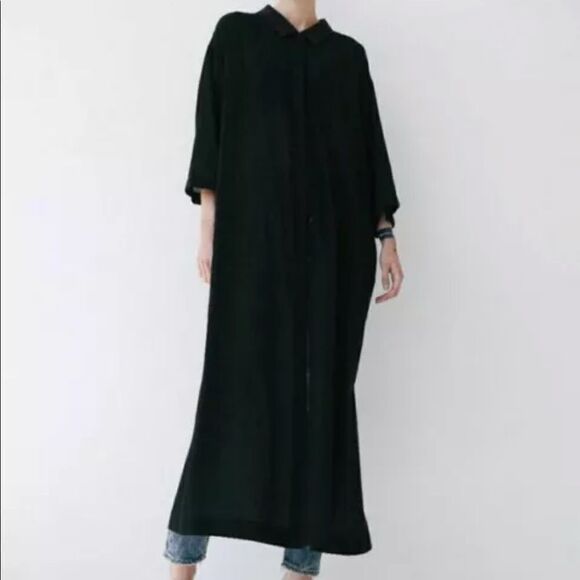 NWT MOUSSY VINTAGE Black Cotton Chiffon Half Sleeve Shirt Dress Sz. XS - Picture 2 of 10